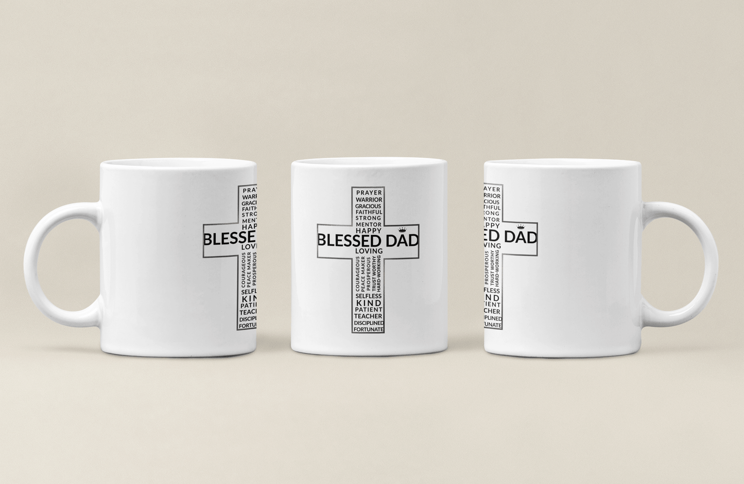 Blessed Dad Cross Mug – Daily Encouragement for Faithful Fathers - Scripture on Wears