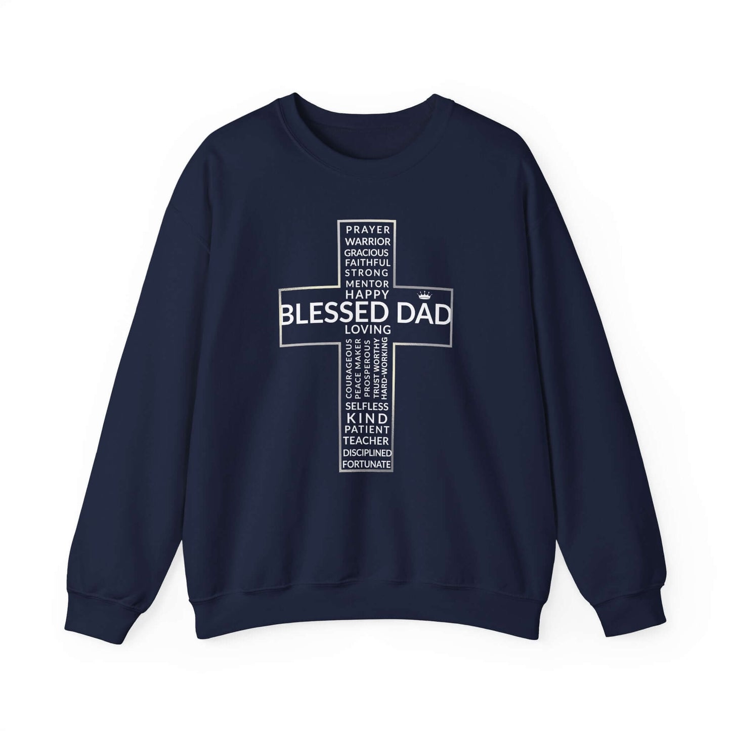 Blessed Dad Cross Sweatshirt – Warm Christian Gift for Fathers of Faith - Scripture on Wears
