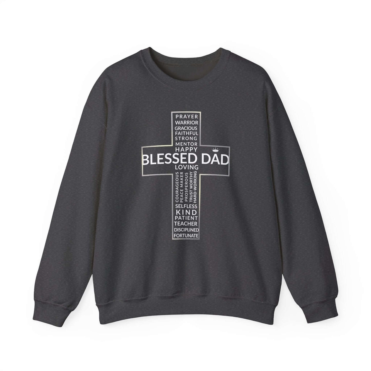 Blessed Dad Cross Sweatshirt – Warm Christian Gift for Fathers of Faith - Scripture on Wears