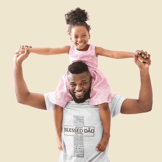 Blessed Dad Premium Cross T-Shirt – Christian Father’s Day Gift for Faith - Filled Men - Scripture on Wears