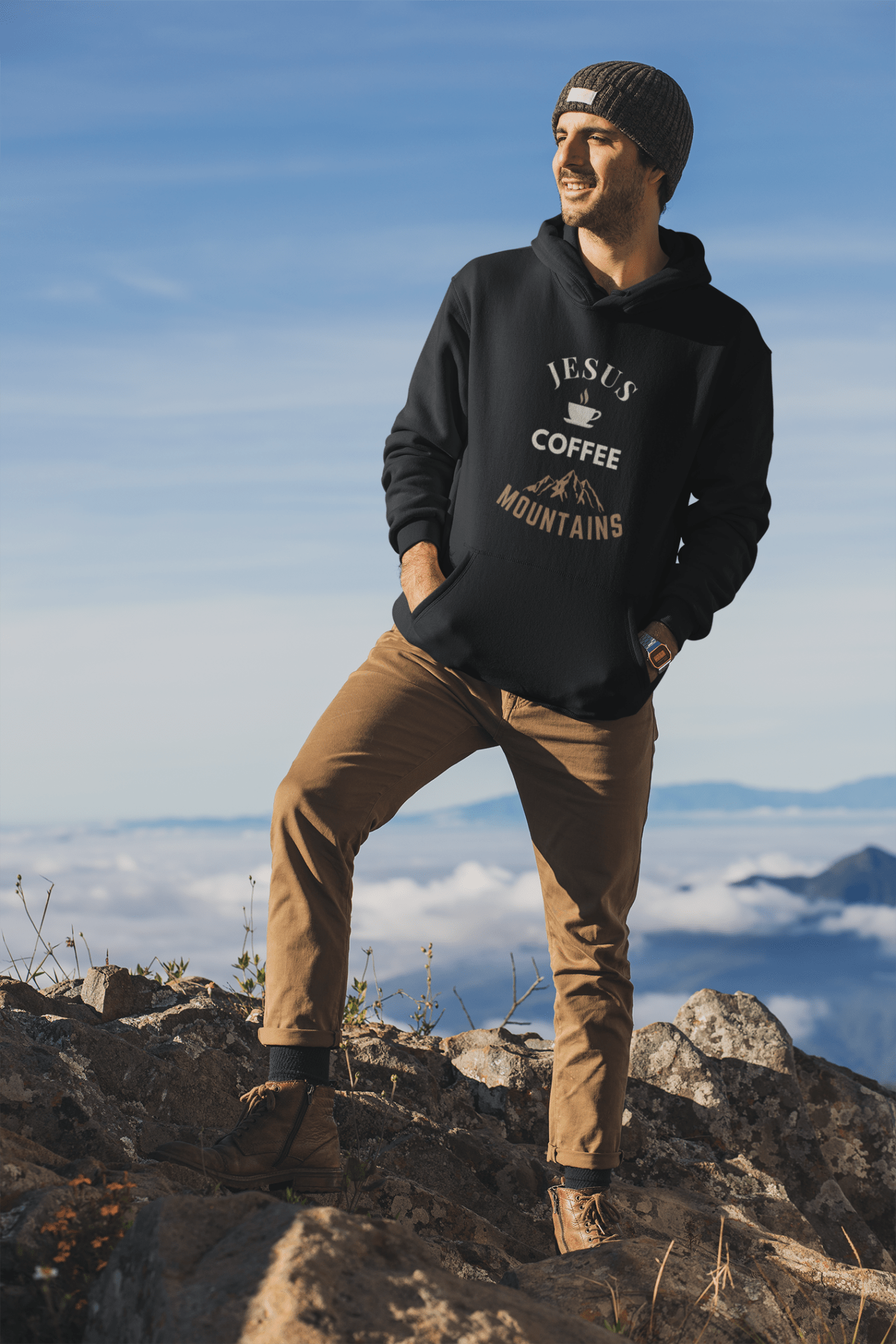 Jesus, Coffee, Mountains Unisex Hoodie - Scripture on Wears