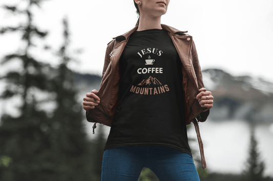 Jesus, Coffee, Mountains Unisex T-Shirt - Scripture on Wears