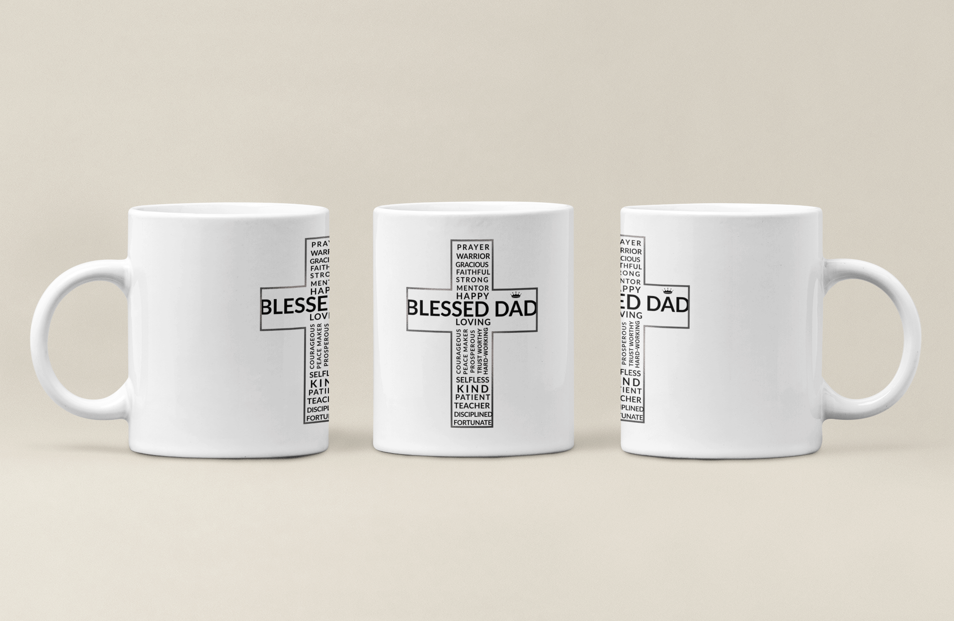 Blessed Dad Cross Mug – Daily Encouragement for Faithful Fathers - Scripture on Wears