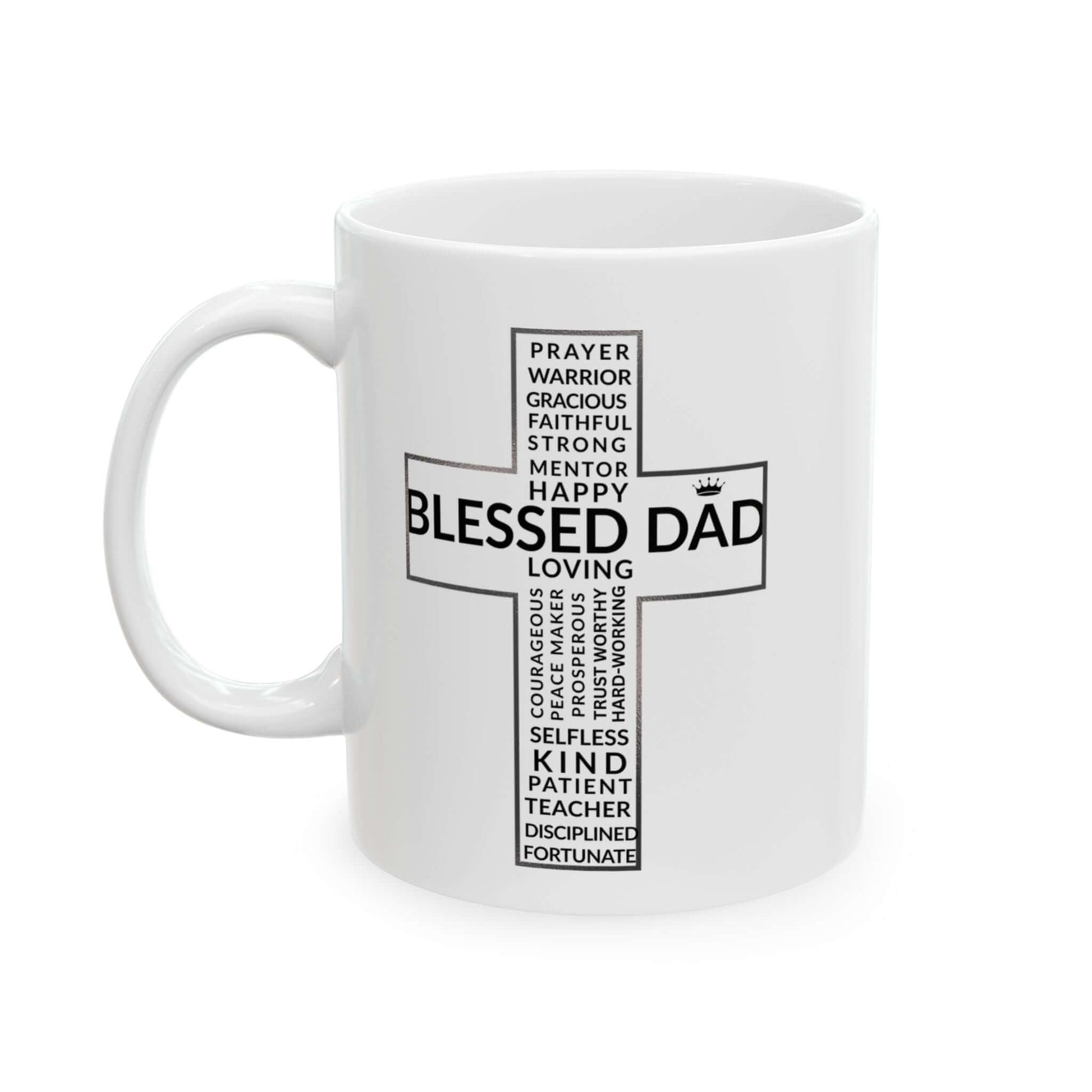 Blessed Dad Cross Mug – Daily Encouragement for Faithful Fathers - Scripture on Wears