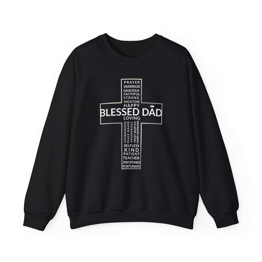 Blessed Dad Cross Sweatshirt – Warm Christian Gift for Fathers of Faith - Scripture on Wears