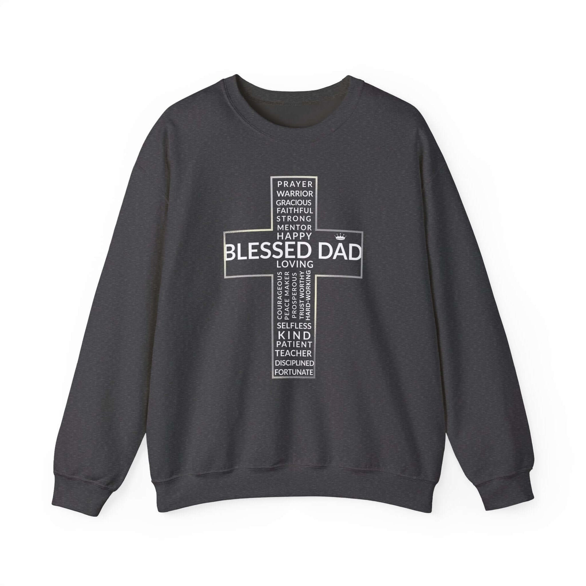 Blessed Dad Cross Sweatshirt – Warm Christian Gift for Fathers of Faith - Scripture on Wears