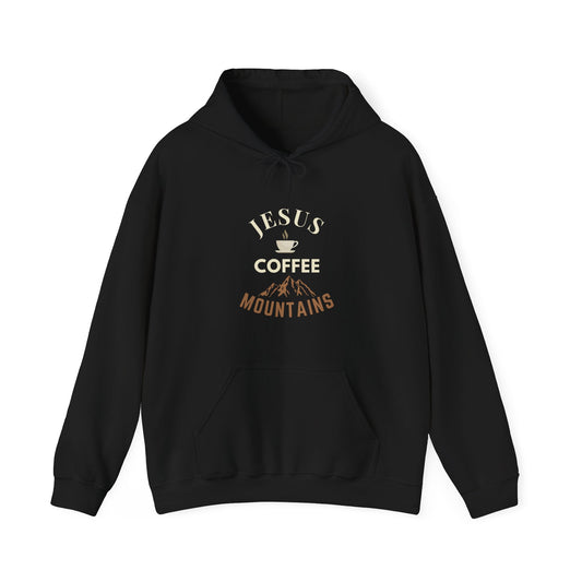 Jesus, Coffee, Mountains Unisex Hoodie - Scripture on Wears