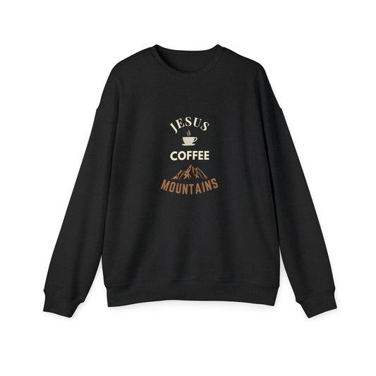 Jesus, Coffee, Mountains Unisex Sweatshirt - Scripture on Wears